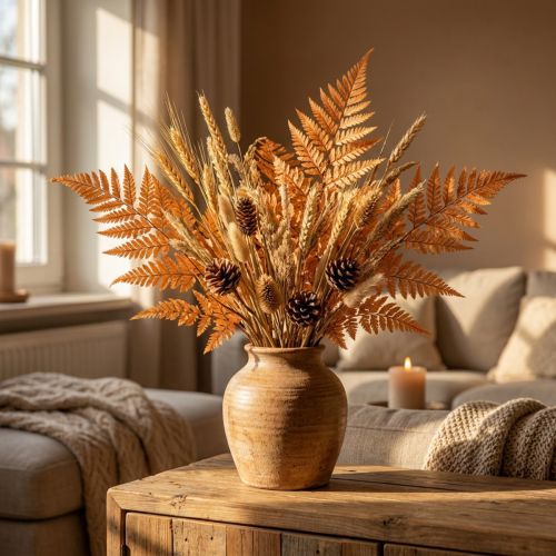 Samambaia Preservada Laranja Decorativa 45cm 10 Peças Decoração para Casa Faça Você Mesmo | Floristik24.pt