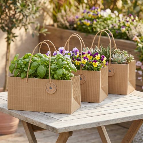 Itens Sacos para plantas papel canelado natural 24x12x12cm 8 un