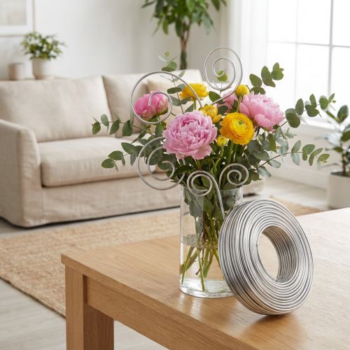 Itens Arame de alumínio prateado de 3 mm e 1 kg - Arame flexível para artesanato, decoração, modelagem e arranjos florais.