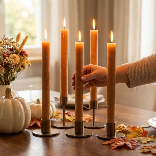 Itens Velas cônicas velas de mesa em caramelo 34mm x 300mm 4 un