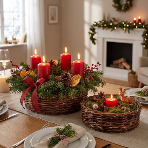 Conjunto de anéis de plantio de salgueiro Ø32/25cm, 2 peças, decoração rústica e natural | Floristik24.pt