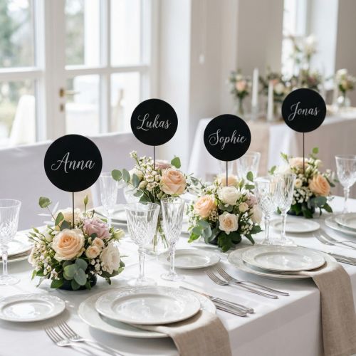 Mini enfeites decorativos de lousa em formato de flor, de madeira, redondos, pretos, Ø7,5 cm, 12 peças, decoração de lousa, decoração com letras, decoração de flores | Floristik24.pt