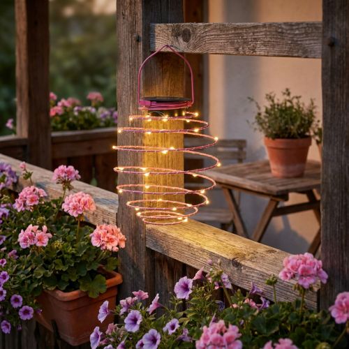 Jardim solar rosa claro 22cm com 25 LEDs branco quente | Floristik24.pt