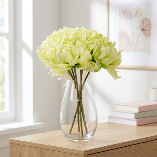 Buquê de creme artificial de crisântemos, amarelo 28cm 6 unidades | Floristik24.pt