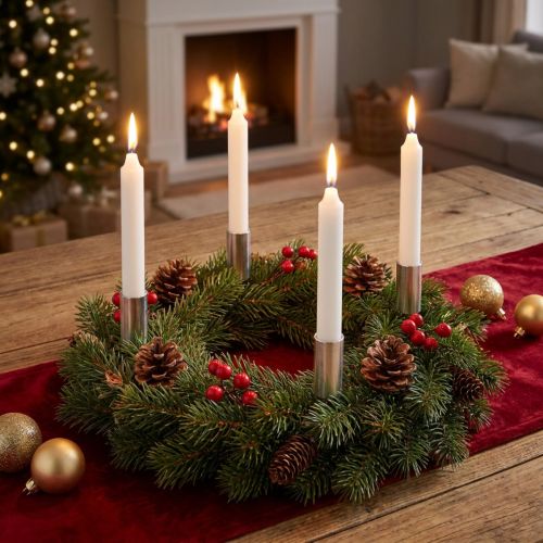 Castiçal prateado para velas em bastão 15cm 4 un | Floristik24.pt