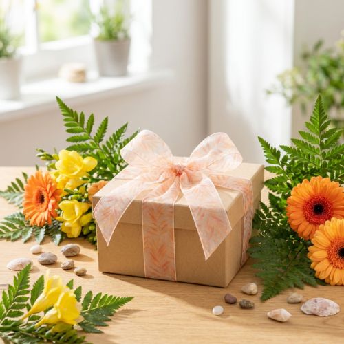 Itens Fita de organza, fita de chiffon, laranja-floresta, 40mm, 15m