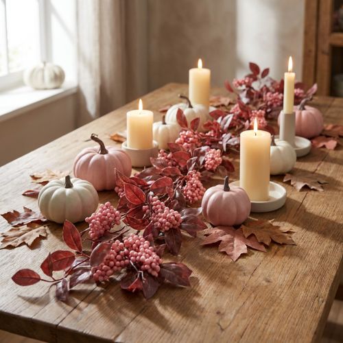 Itens Cabide decorativo de guirlanda de folhas decoração de outono em rosa 125cm