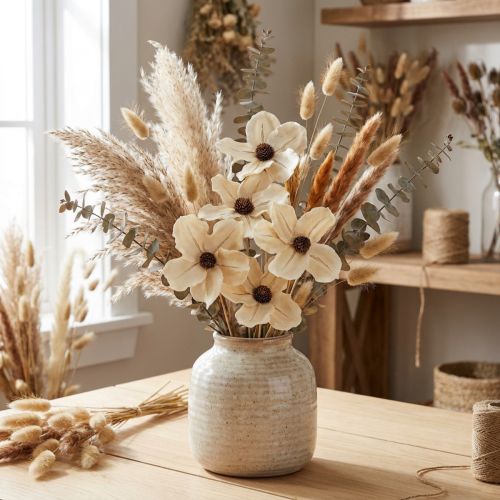 Itens Flor de madeira como tampão, branqueada Ø9-12cm C45cm 15 peças