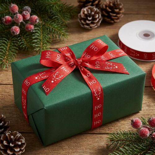 Fita para presente Natal Fita de Natal Hohoho Vermelha 15mm 20m | Floristik24.pt