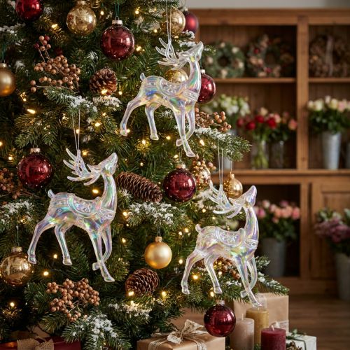 Itens Decoração de rena Decorações de Natal iridescente Alt.12cm 3 unidades
