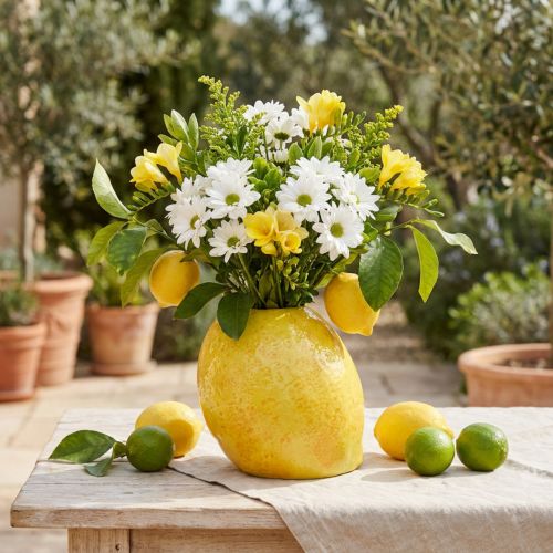 Vaso de limão vaso de cerâmica amarelo limão mediterrâneo Alt.19cm | Floristik24.pt