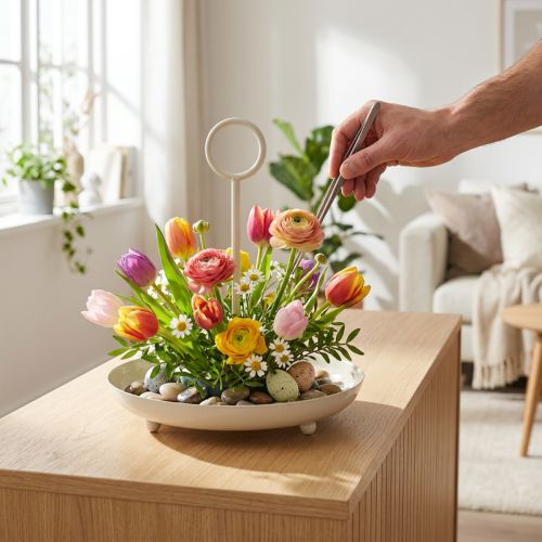 Itens Tigela decorativa de metal com alça para design moderno de sala de estar e decoração de mesa, 31 cm