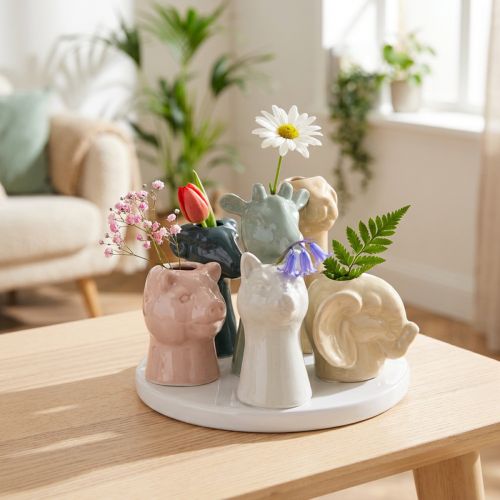 Itens Vaso com figuras decorativas de animais, perfeito para uma decoração lúdica, 13 cm