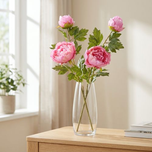 Rosas Artificiais Peônias Artificiais em Rosa L80cm 2pcs | Floristik24.pt