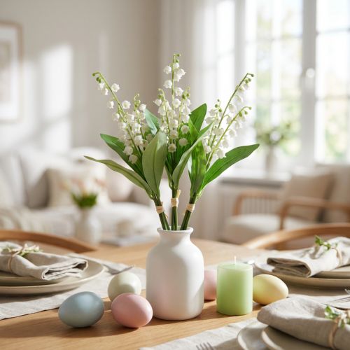 Lírio do vale decorativo flores artificiais da primavera branco 31 cm 3 unidades | Floristik24.pt