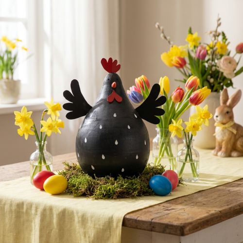 Frango decorativo decoração de madeira preta galinha decoração de Páscoa em madeira Alt.13cm | Floristik24.pt