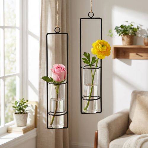 Decoração de tubo de ensaio para pendurar mini vasos de vidro Ø6cm 32cm 2pcs | Floristik24.pt
