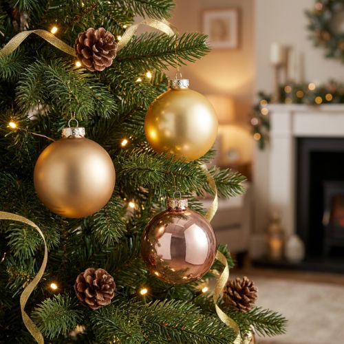 Itens Bolas de Natal de vidro – foscas e brilhantes em ouro, rosa 7,5 cm 12 unidades