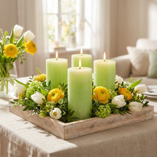 Itens Vela Verde Lima​​​​​​​ Verde claro 50×100mm cor sólida 4 un