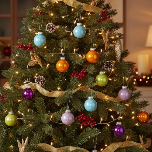 Conjunto de enfeites de Natal coloridos e brilhantes, 40 mm, 24 peças. | Floristik24.pt