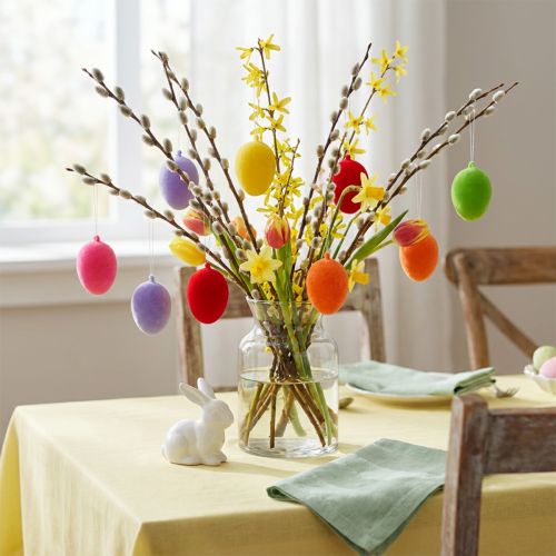 Ovos decorativos flocados coloridos 4 cm 18 unidades | Floristik24.pt