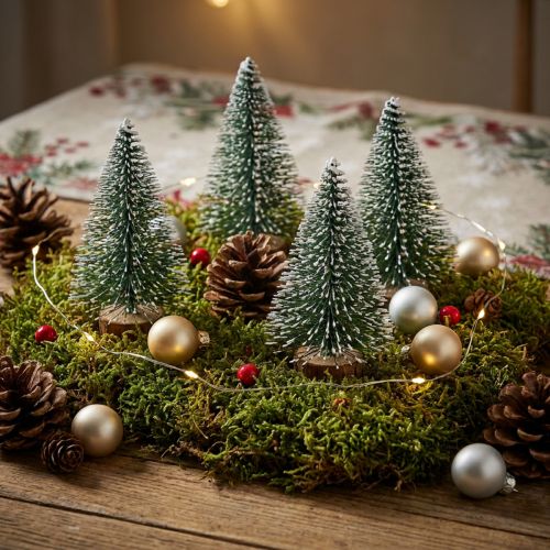 Mini pinheiros floresta de inverno coberta de neve Ø5cm H8cm 12 peças | Floristik24.pt