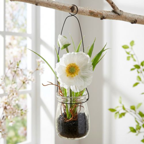 Poppy em um copo para pendurar H22cm branco | Floristik24.pt
