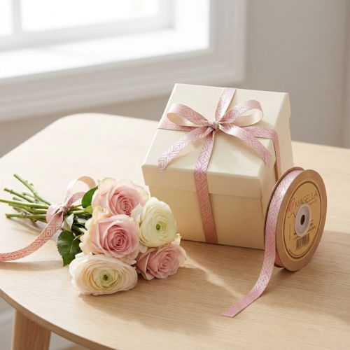 Itens Fita de seda deixa fita para presente bege rosa 10mm 20m