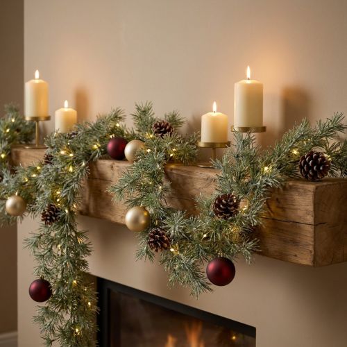Guirlanda decorativa de lariço para decoração de ambientes aconchegantes, 250 cm | Floristik24.pt