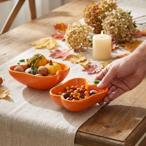 Tigelas de cerâmica decoração com pimenta laranja 16x13x4,5cm 2 unidades | Floristik24.pt