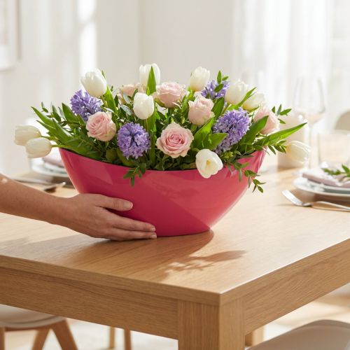 Tigela decorativa, tigela para plantas, rosa 39cm x 12cm Alt.13cm | Floristik24.pt