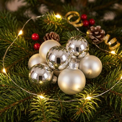 Bola de Natal Ø4cm prata brilhante/mate 24 un | Floristik24.pt