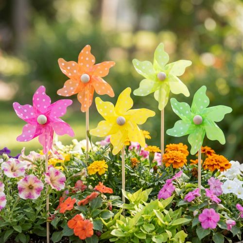 Itens Cata-vento com pontos moinho de vento em bastão colorido Ø8,5cm 12 un