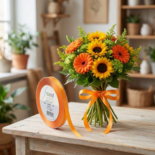 Fita decorativa para presente, fita laranja, fita orla 8mm 50m | Floristik24.pt