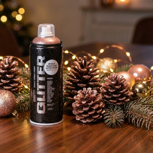 Spray com glitter, ouro rosa,