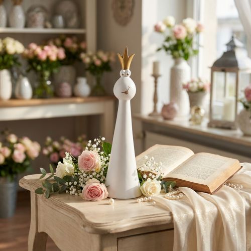 Sapo Príncipe Sapo Decorativo Figura Decorativa Ouro Branco Alt.30,5cm | Floristik24.pt