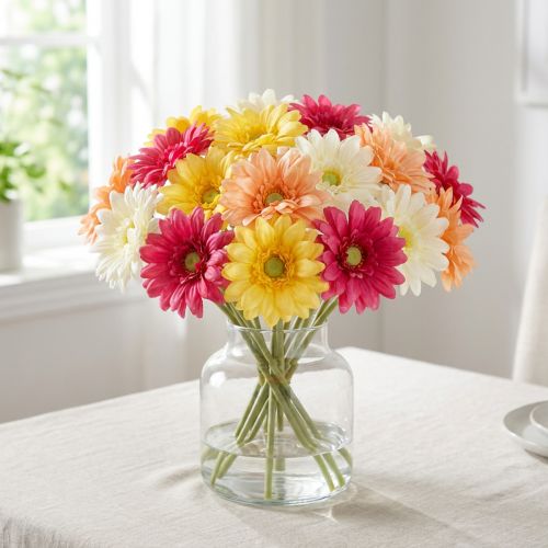 Buquê de flores artificiais de gérbera para decoração fresca e fácil de cuidar, 47 cm, 32 peças. | Floristik24.pt