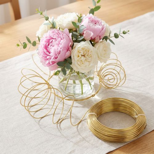 Fio de alumínio dourado 2mm 500g 60m para artesanato e decoração | Floristik24.pt