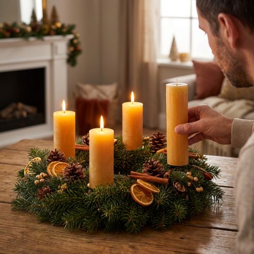 Velas cônicas velas de cor sólida mel 34x240mm 4 un | Floristik24.pt