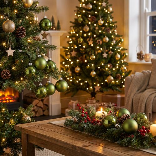 Bolas de Natal em vidro verde mix Ø6cm 24 unidades | Floristik24.pt