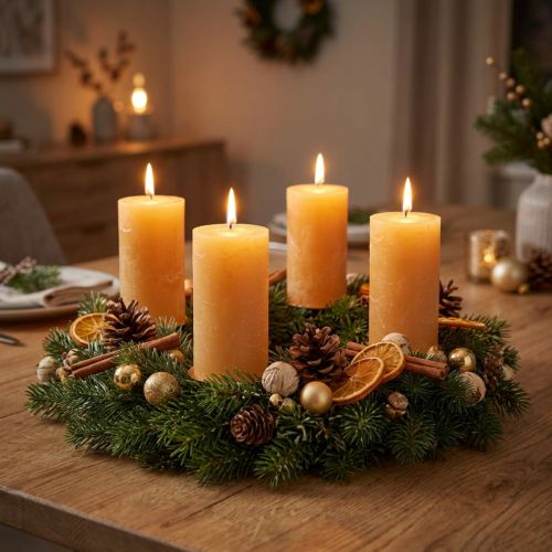 Velas cor sólida mel 50×100mm 4 un | Floristik24.pt