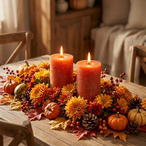 Velas de cor sólida laranja 85x150mm 2pcs | Floristik24.pt