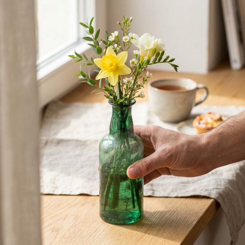 Mini vaso vaso de vidro vaso de flores verde Ø6cm Alt.17cm | Floristik24.pt