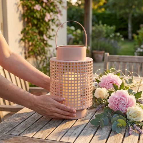 Lanterna decorativa lanterna metal rosa com pega Ø18cm A29cm | Floristik24.pt