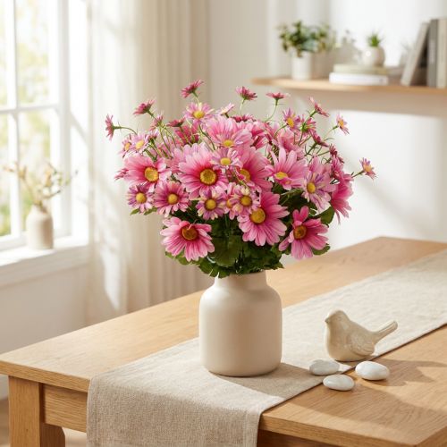 Margaridas artificiais buquê de flores artificiais rosa 44cm | Floristik24.pt
