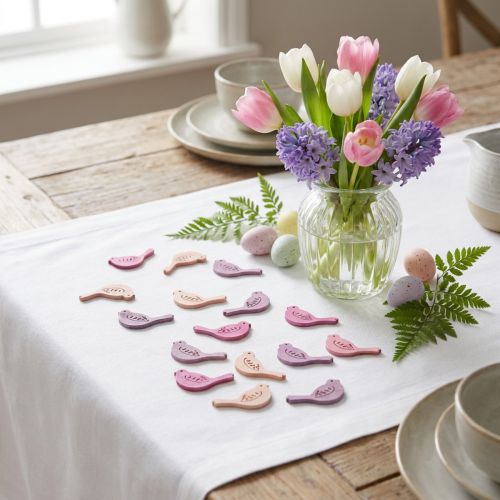 Decoração dispersa pássaro decoração madeira, peças dispersas tons rosa 4cm 72 un | Floristik24.pt