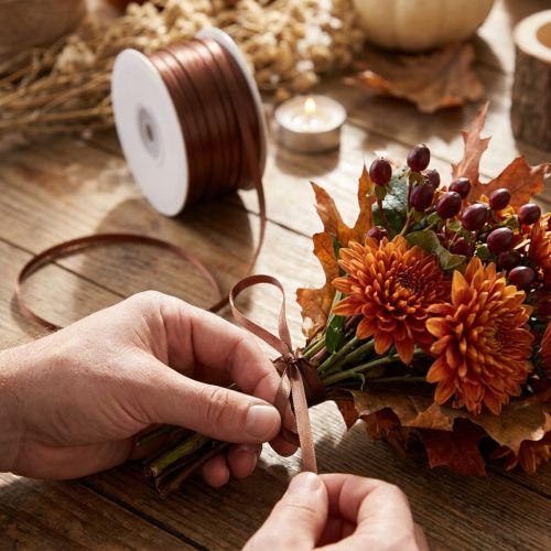 Fita de presente fita de cetim fita decorativa marrom 3mm × 50m | Floristik24.pt