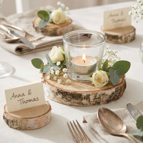 Itens Fatias de bétula com casca, 24 peças, Ø5-6cm, pintadas de branco, material decorativo para artesanato, casamentos e projetos DIY.