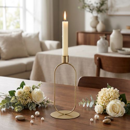 Castiçal Castiçal Oval Dourado Ø10cm A21cm | Floristik24.pt