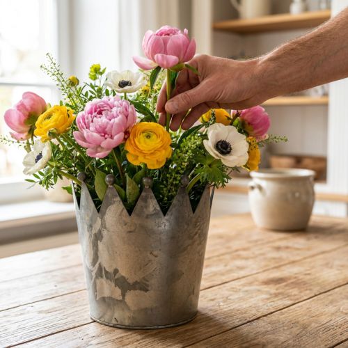 Coroa Deco decoração em metal cinza Ø17,5cm A17,5cm | Floristik24.pt